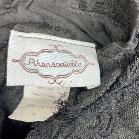 Rhapsodielle Women's Floral Lace Ruffled Mock Neck Coquette Whimsigoth Sz Med - Picture 6 of 7